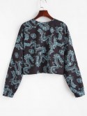 Drop Shoulder Dragon Oriental Sweatshirt
