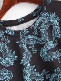 Drop Shoulder Dragon Oriental Sweatshirt