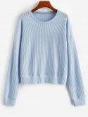Drop Shoulder Plain Knitted Sweatshirt