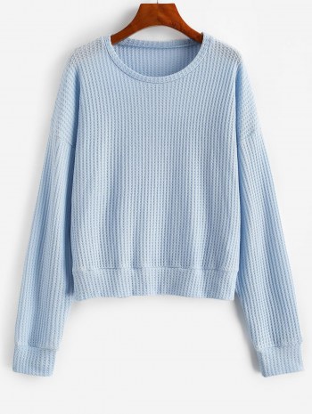 Drop Shoulder Plain Knitted Sweatshirt