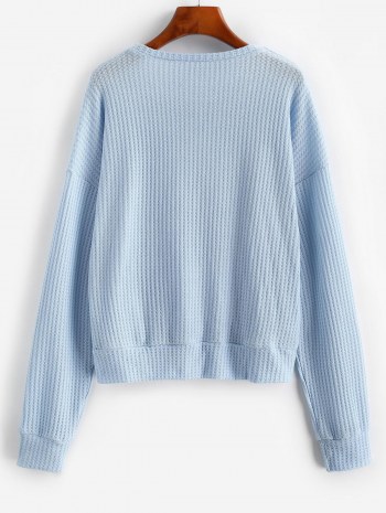 Drop Shoulder Plain Knitted Sweatshirt