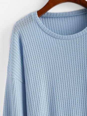 Drop Shoulder Plain Knitted Sweatshirt