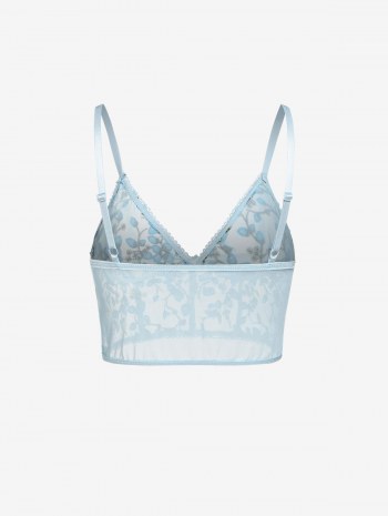 Floral Embroidered Picot Trim Corset Top