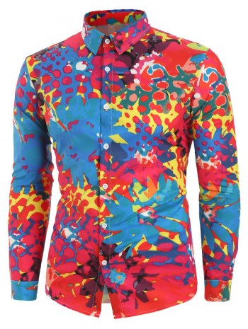 Floral Painting Printed Long Sleeves Shirt