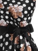 Floral Print Pleated Waist Belted Asymmetrical Dress