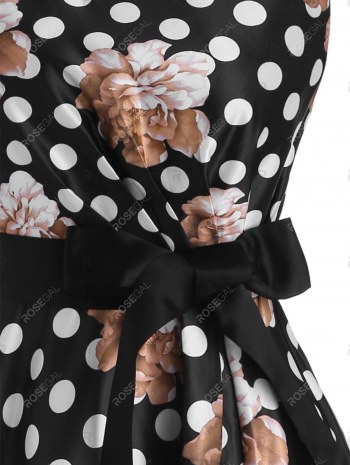 Floral Print Pleated Waist Belted Asymmetrical Dress