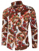 Flowers Fan Print Long Sleeves Shirt