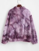 Front Pocket Fluffy Tie Dye Sweatshirt