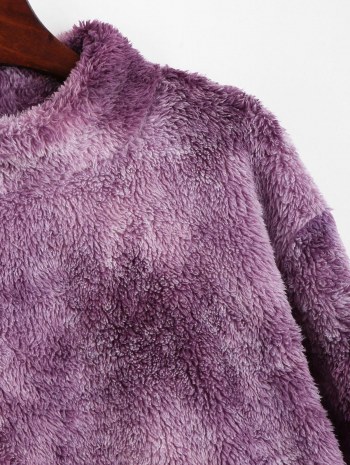 Front Pocket Fluffy Tie Dye Sweatshirt