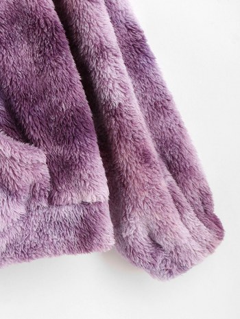 Front Pocket Fluffy Tie Dye Sweatshirt