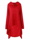 Funnel Collar Long Asymmetrical Sweatshirt