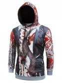 Halloween Blood Faux Blazer Scratch Print Kangaroo Pocket Hoodie