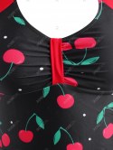 Halter Cherry Print Skirted Boyshorts Tankini Swimwear