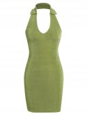 Halter Turn Down Collar Bodycon Dress