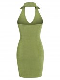 Halter Turn Down Collar Bodycon Dress