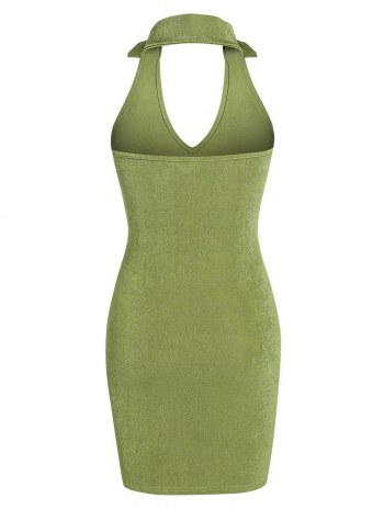 Halter Turn Down Collar Bodycon Dress