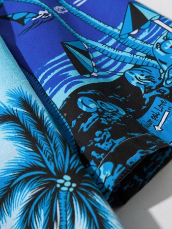 Hawaiian Palm Tree Vacation Summer Short Sleeve Shirt