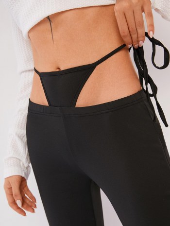 High Waisted Built-in G-string Skinny Leggings