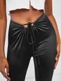 High Waisted Drawstring Tie Cut Out Ruched Leggings