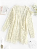 Hollow Out Zigzag Open Front Cardigan