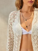 Hollow Out Zigzag Open Front Cardigan