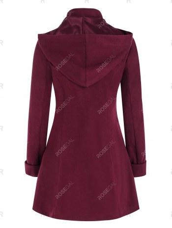 Hooded Double Breasted Wool Coat
