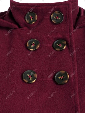 Hooded Double Breasted Wool Coat