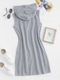 Hooded Drawstring Tank Mini Dress