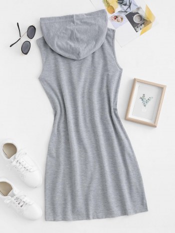 Hooded Drawstring Tank Mini Dress