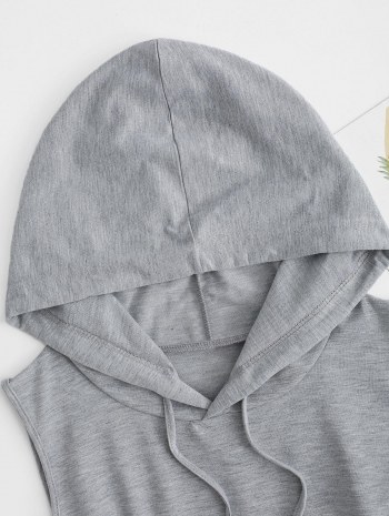 Hooded Drawstring Tank Mini Dress