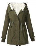 Hooded Drawstring Waist Zip Coat