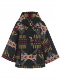 Hooded Tribal Jacquard Wool Blend Coat