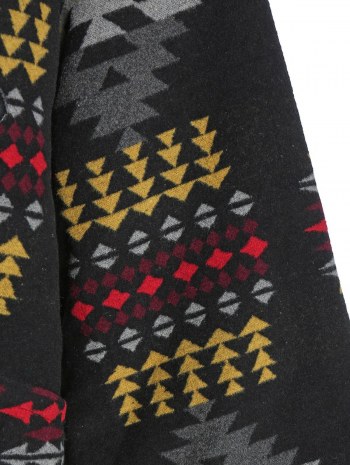 Hooded Tribal Jacquard Wool Blend Coat