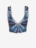 Hook Front Butterfly Print Crop Tank Top