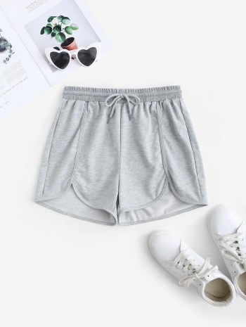 Irregular Hem Drawstring Sport Shorts
