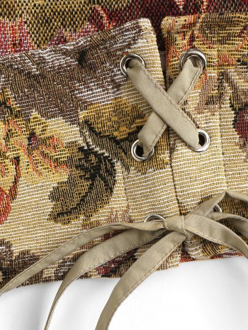 Keyhole Flower Lace Up Backless Tank Top