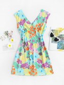Kitschy Floral Double V Mini Dress
