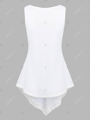 Lace Insert Contrast Butterfly Print Tank Top