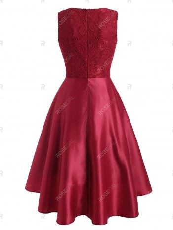 Lace Insert Sleeveless Dip Hem Dress