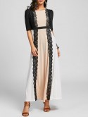 Lace Panel Long Arabic Dress
