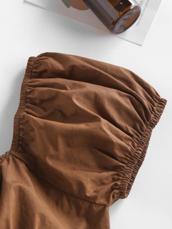 Lace Up Puff Sleeve Milkmaid Blouse