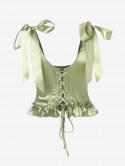 Lace Up Ruffle Hem Sleeveless Corset top