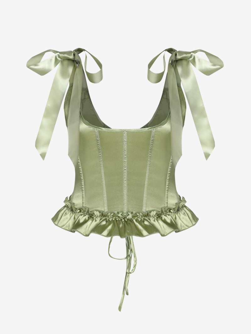 Lace Up Ruffle Hem Sleeveless Corset top