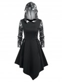 Lace Up Star Print Hooded Dress