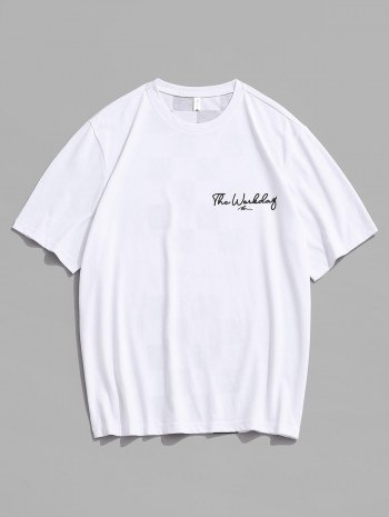 Letter Checkerboard Graphic Print Short Sleeve T Shirt