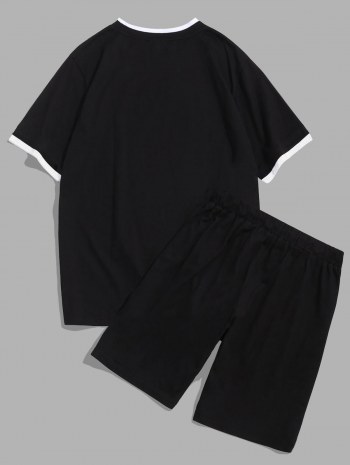 Letter Print T-shirt And Sports Shorts Set