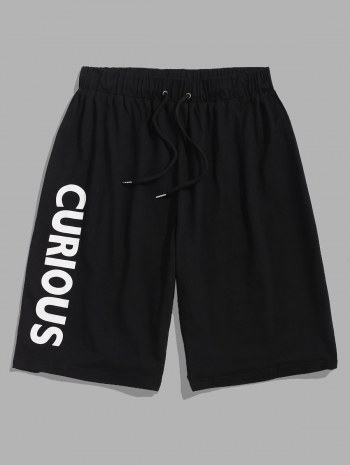 Letter Print T-shirt And Sports Shorts Set