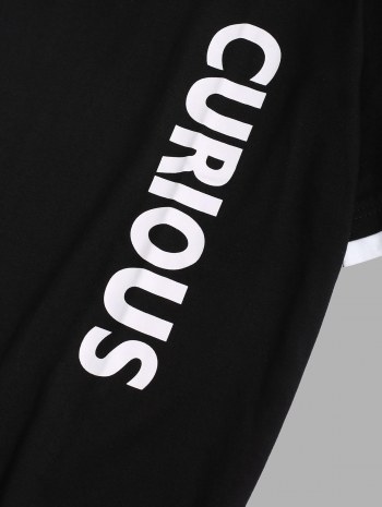 Letter Print T-shirt And Sports Shorts Set