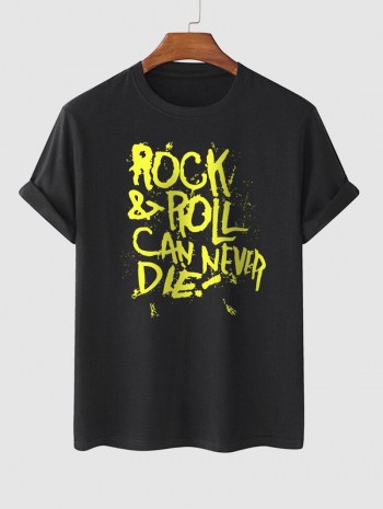Letter Rock Printed Casual T-shirt
