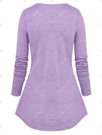 Letters Butterflies Print Heathered Faux Twinset T-shirt